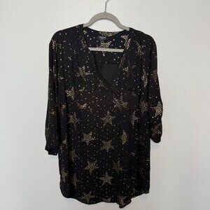 Torrid Harper Black & Gold V-Neck Top Size 1